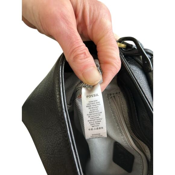 Fossil Maya Black Pebble Leather Small Flap Crossbody Bag Adjustable Strap Purse - Picture 16 of 16